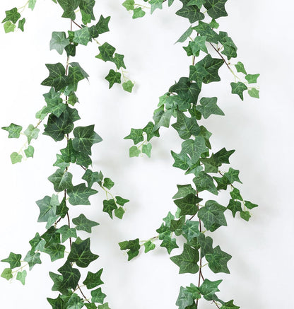 2 Strands Artificial Vines Ivy Garland 79" Fake Vine with Silk Green Leaves Faux Hanging Plants Greenery Decoration for Outdoors Party Wedding Indoor Mantle Bedroom Home Decor (Ivy)