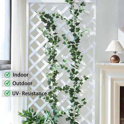 2 Strands Artificial Vines Ivy Garland 79" Fake Vine with Silk Green Leaves Faux Hanging Plants Greenery Decoration for Outdoors Party Wedding Indoor Mantle Bedroom Home Decor (Ivy)