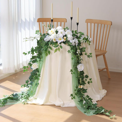 2 Strands Artificial Vines Ivy Garland 79" Fake Vine with Silk Green Leaves Faux Hanging Plants Greenery Decoration for Outdoors Party Wedding Indoor Mantle Bedroom Home Decor (Ivy)