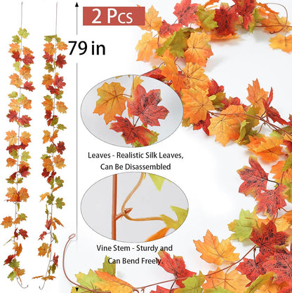 2 Strands Artificial Vines Ivy Garland 79" Fake Vine with Silk Green Leaves Faux Hanging Plants Greenery Decoration for Outdoors Party Wedding Indoor Mantle Bedroom Home Decor (Ivy)
