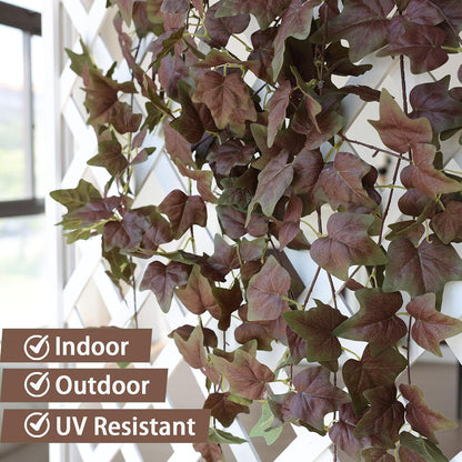 2 Strands Artificial Vines Ivy Garland 79" Fake Vine with Silk Green Leaves Faux Hanging Plants Greenery Decoration for Outdoors Party Wedding Indoor Mantle Bedroom Home Decor (Ivy)