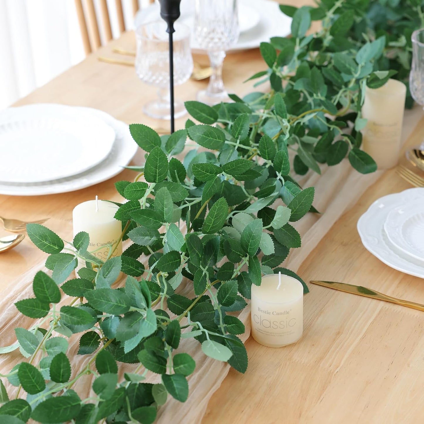 2 Strands Artificial Vines Ivy Garland 79" Fake Vine with Silk Green Leaves Faux Hanging Plants Greenery Decoration for Outdoors Party Wedding Indoor Mantle Bedroom Home Decor (Ivy)