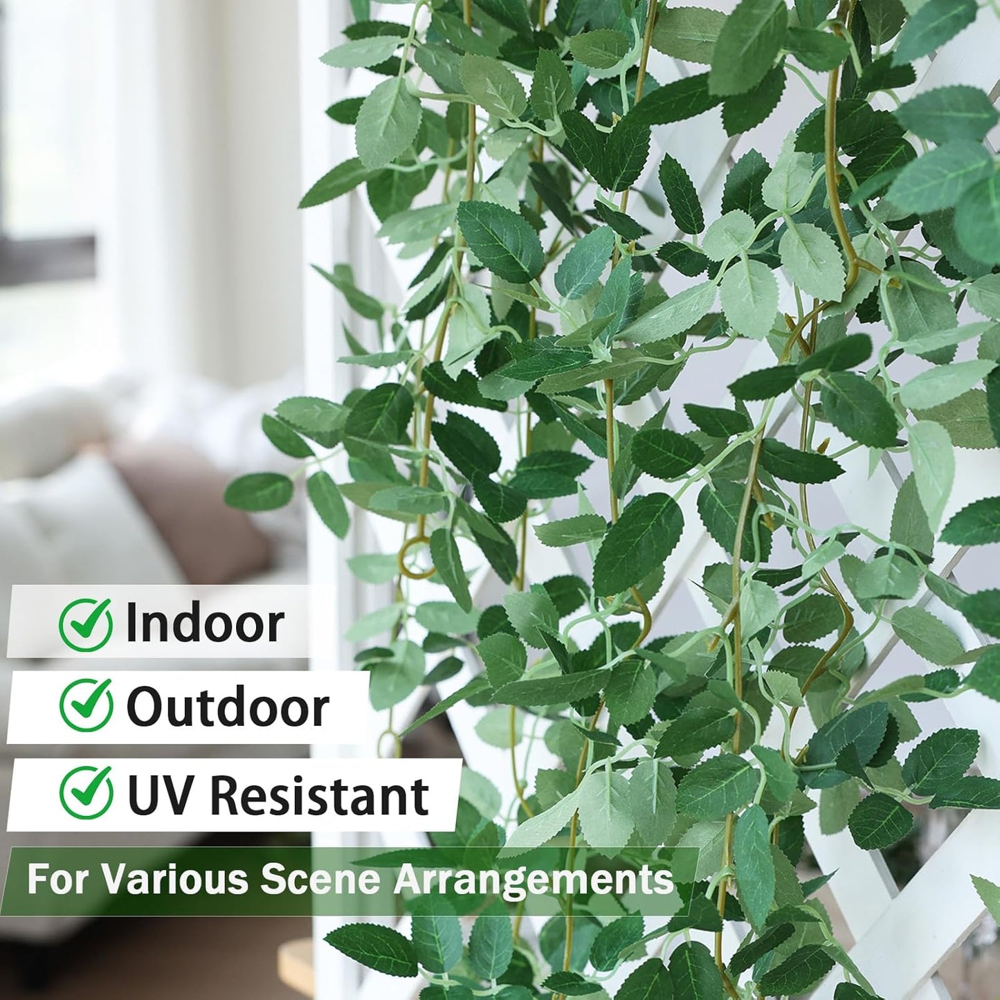 2 Strands Artificial Vines Ivy Garland 79" Fake Vine with Silk Green Leaves Faux Hanging Plants Greenery Decoration for Outdoors Party Wedding Indoor Mantle Bedroom Home Decor (Ivy)