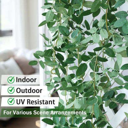 2 Strands Artificial Vines Ivy Garland 79" Fake Vine with Silk Green Leaves Faux Hanging Plants Greenery Decoration for Outdoors Party Wedding Indoor Mantle Bedroom Home Decor (Ivy)