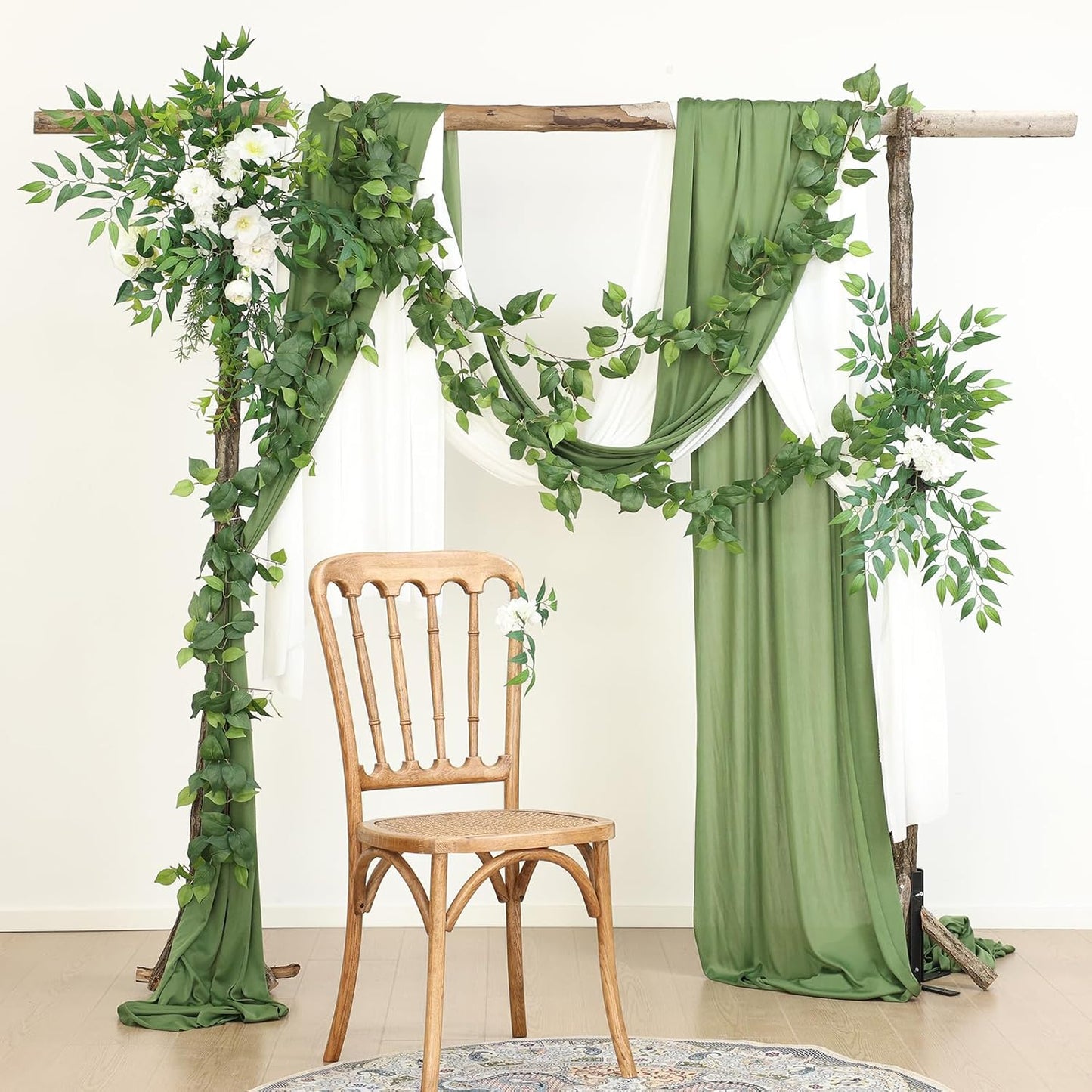 2 Strands Artificial Vines Ivy Garland 79" Fake Vine with Silk Green Leaves Faux Hanging Plants Greenery Decoration for Outdoors Party Wedding Indoor Mantle Bedroom Home Decor (Ivy)