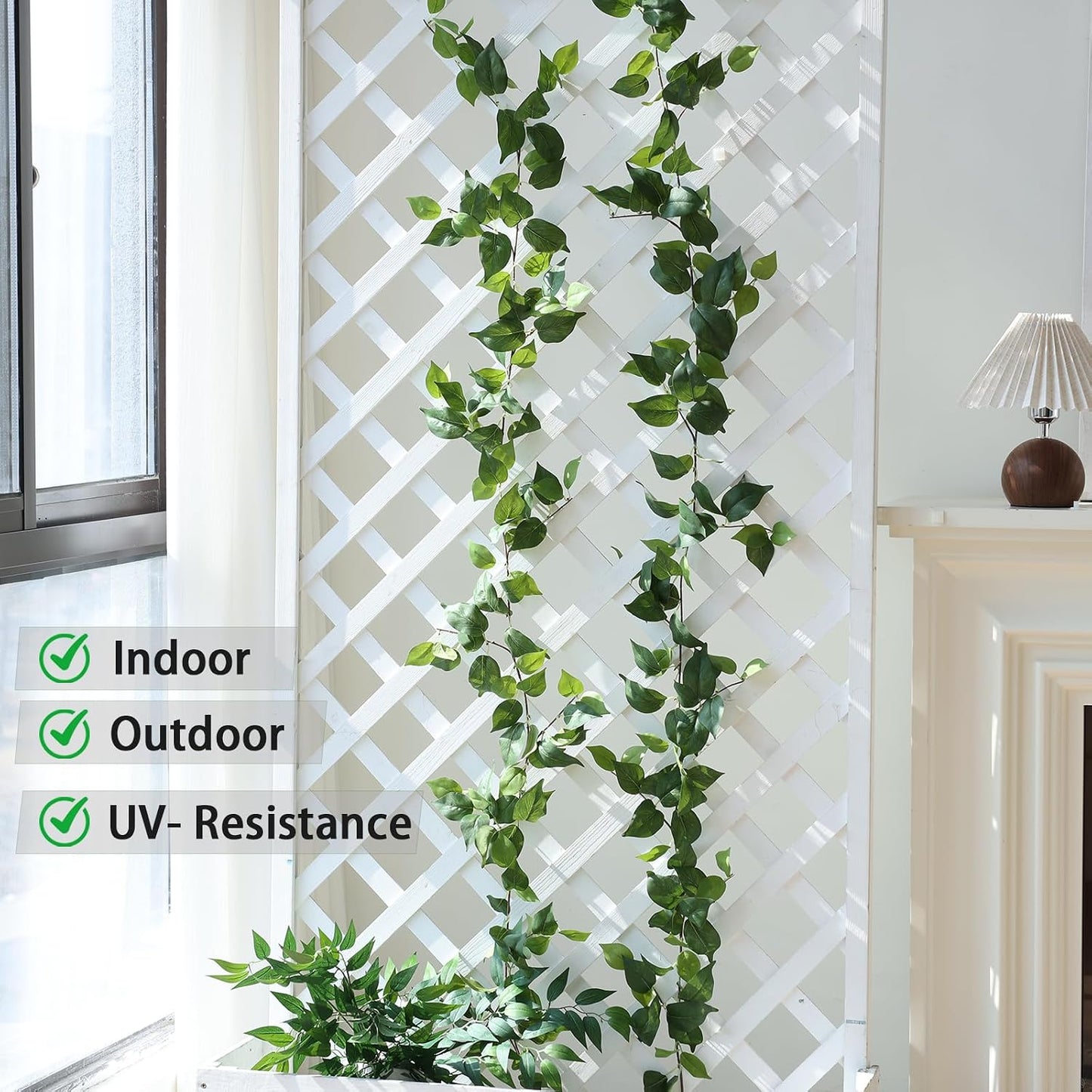 2 Strands Artificial Vines Ivy Garland 79" Fake Vine with Silk Green Leaves Faux Hanging Plants Greenery Decoration for Outdoors Party Wedding Indoor Mantle Bedroom Home Decor (Ivy)