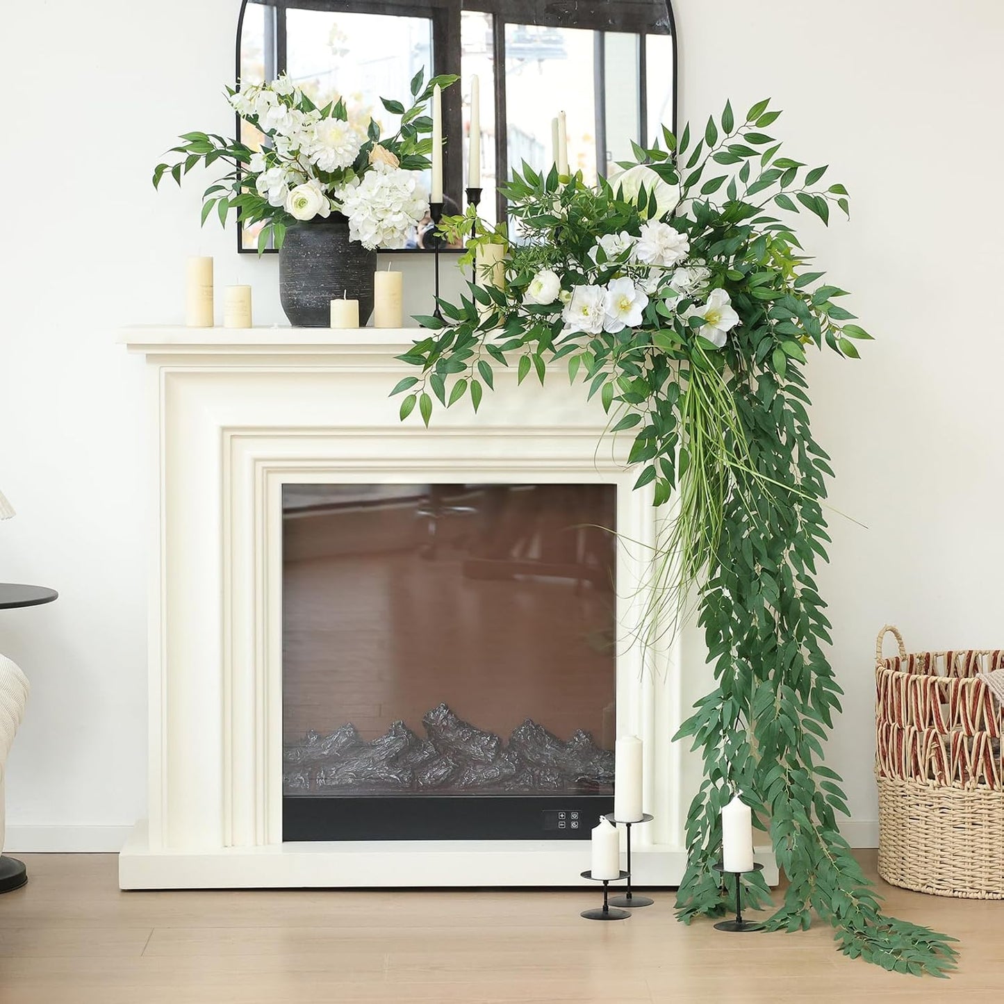2 Strands Artificial Vines Ivy Garland 79" Fake Vine with Silk Green Leaves Faux Hanging Plants Greenery Decoration for Outdoors Party Wedding Indoor Mantle Bedroom Home Decor (Ivy)