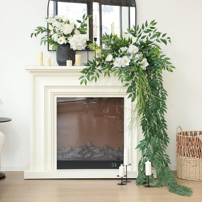 2 Strands Artificial Vines Ivy Garland 79" Fake Vine with Silk Green Leaves Faux Hanging Plants Greenery Decoration for Outdoors Party Wedding Indoor Mantle Bedroom Home Decor (Ivy)