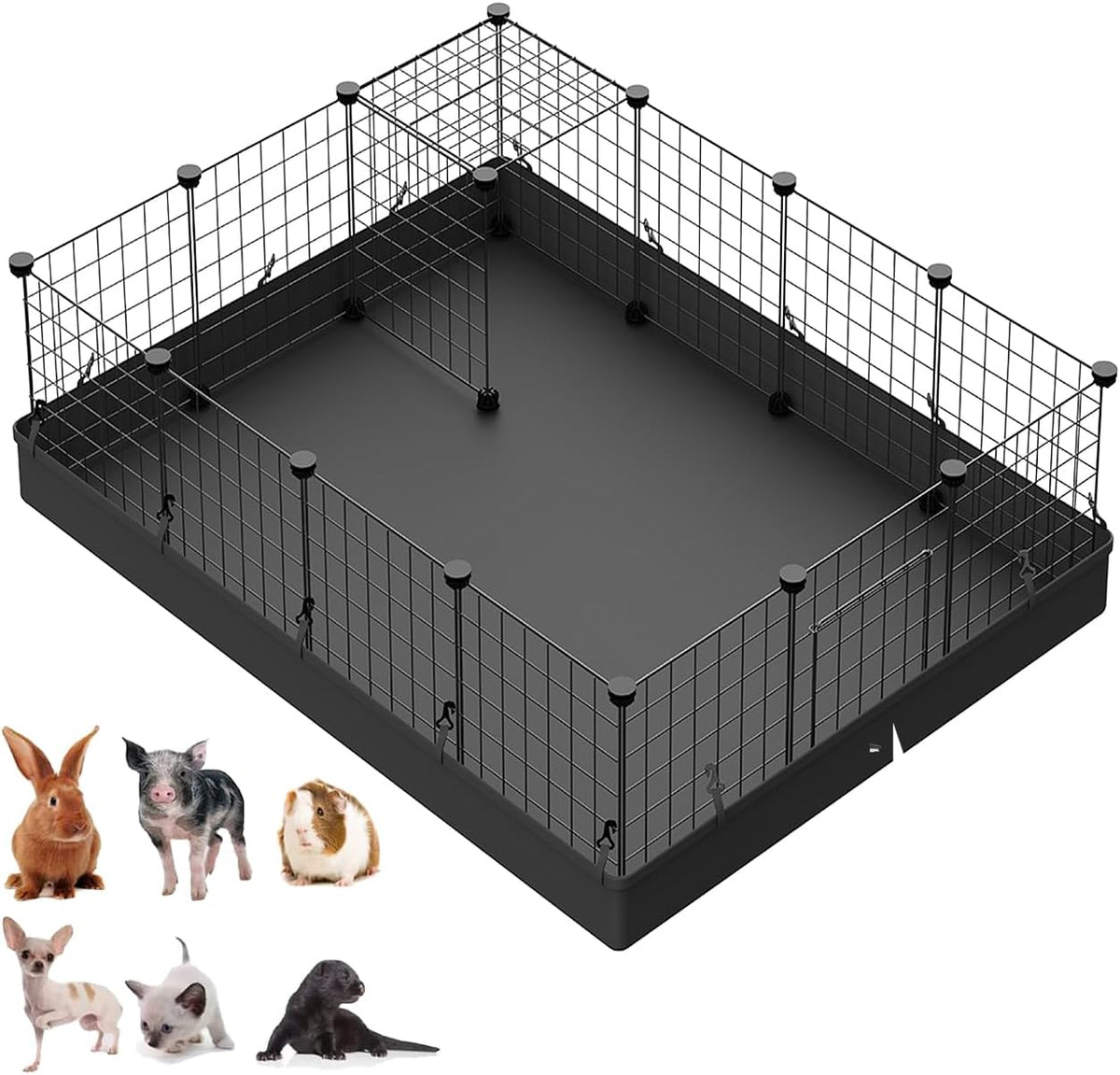 16pcs Small Animal Playpen with Door, Waterproof Mat