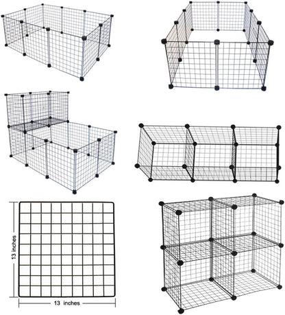16pcs Small Animal Playpen with Door, Waterproof Mat