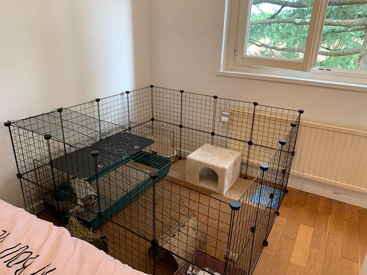 16pcs Small Animal Playpen with Door, Waterproof Mat