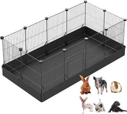 16pcs Small Animal Playpen with Door, Waterproof Mat