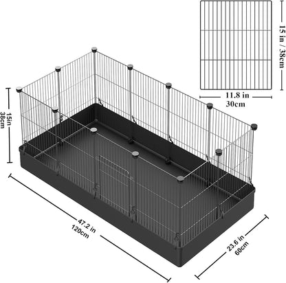 16pcs Small Animal Playpen with Door, Waterproof Mat