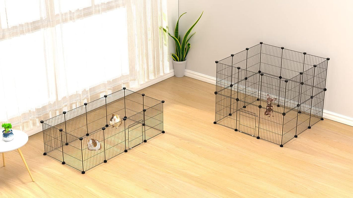 16pcs Small Animal Playpen with Door, Waterproof Mat