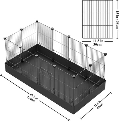 16pcs Small Animal Playpen with Door, Waterproof Mat
