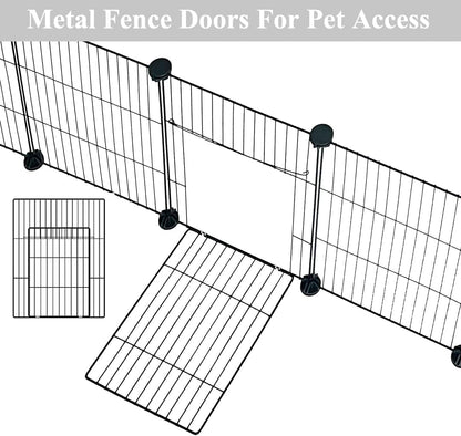 16pcs Small Animal Playpen with Door, Waterproof Mat