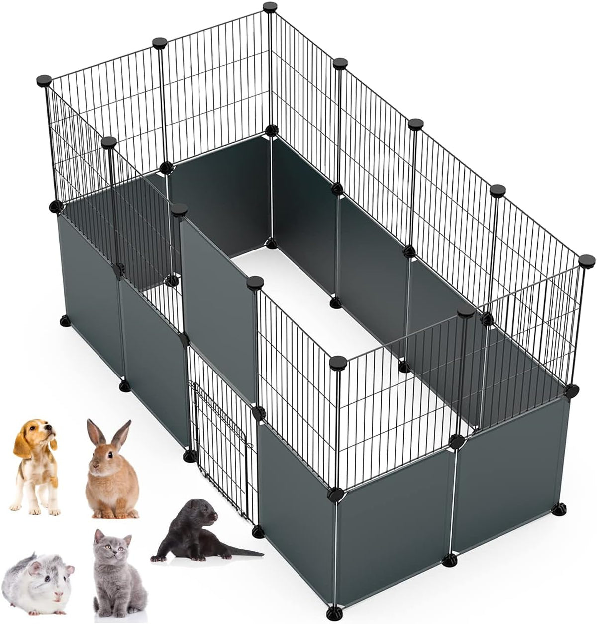 16pcs Small Animal Playpen with Door, Waterproof Mat