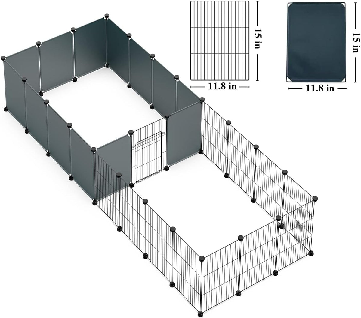 16pcs Small Animal Playpen with Door, Waterproof Mat