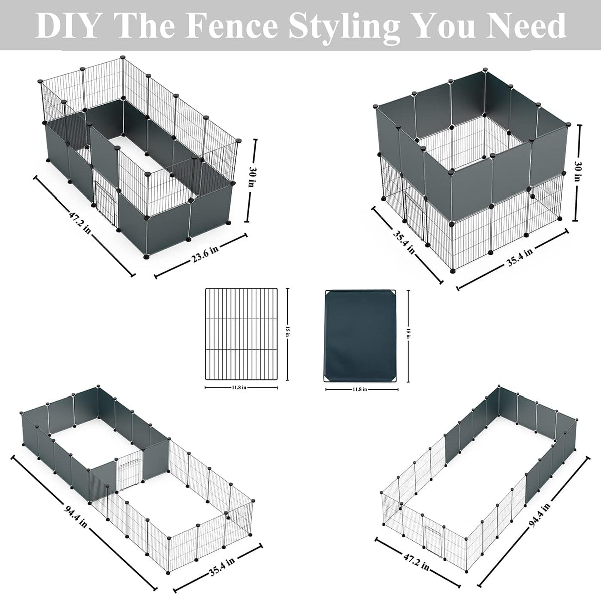 16pcs Small Animal Playpen with Door, Waterproof Mat