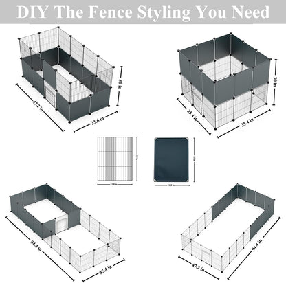 16pcs Small Animal Playpen with Door, Waterproof Mat