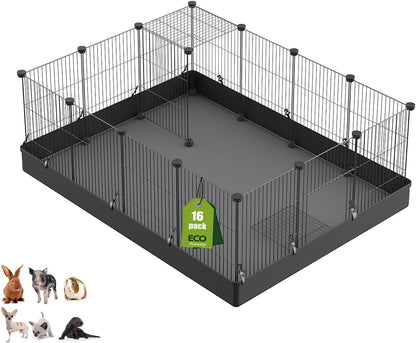 16pcs Small Animal Playpen with Door, Waterproof Mat