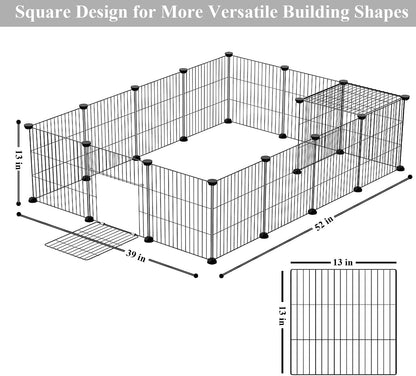 16pcs Small Animal Playpen with Door, Waterproof Mat