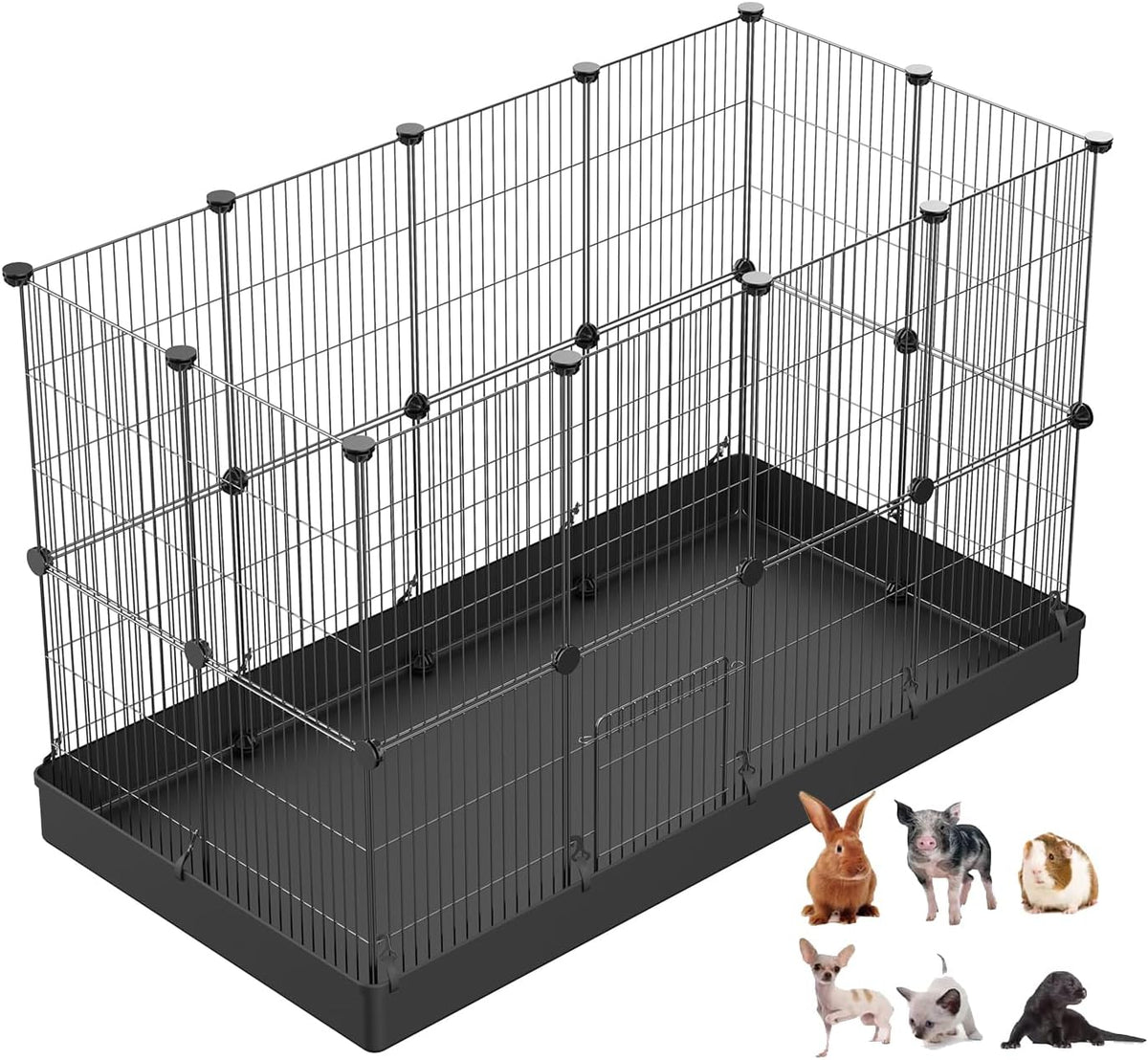 16pcs Small Animal Playpen with Door, Waterproof Mat