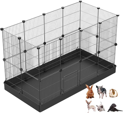 16pcs Small Animal Playpen with Door, Waterproof Mat