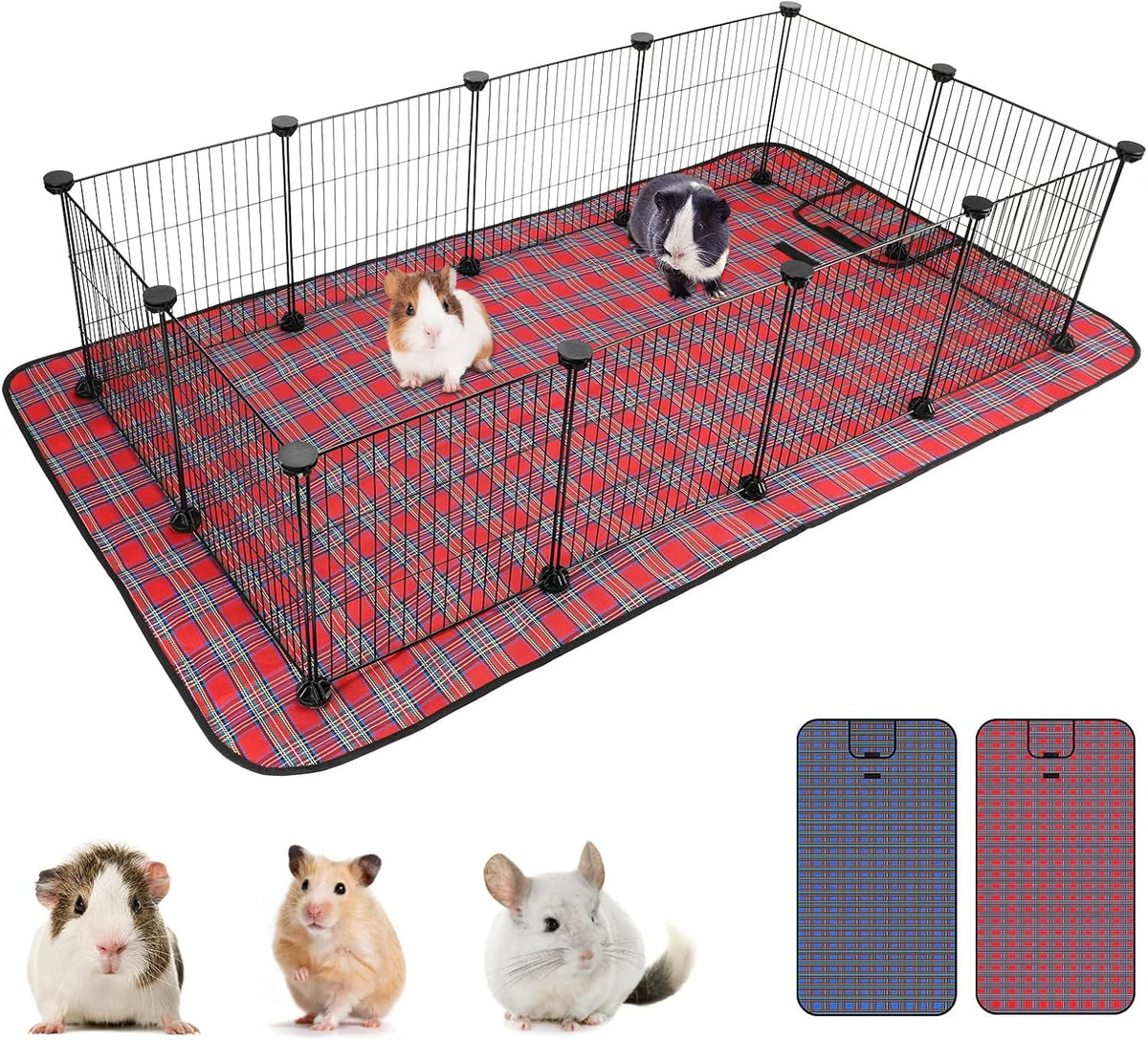 C&C Cage for Guinea Pigs, Guinea Pig Playpen with Mat, 12 Panels