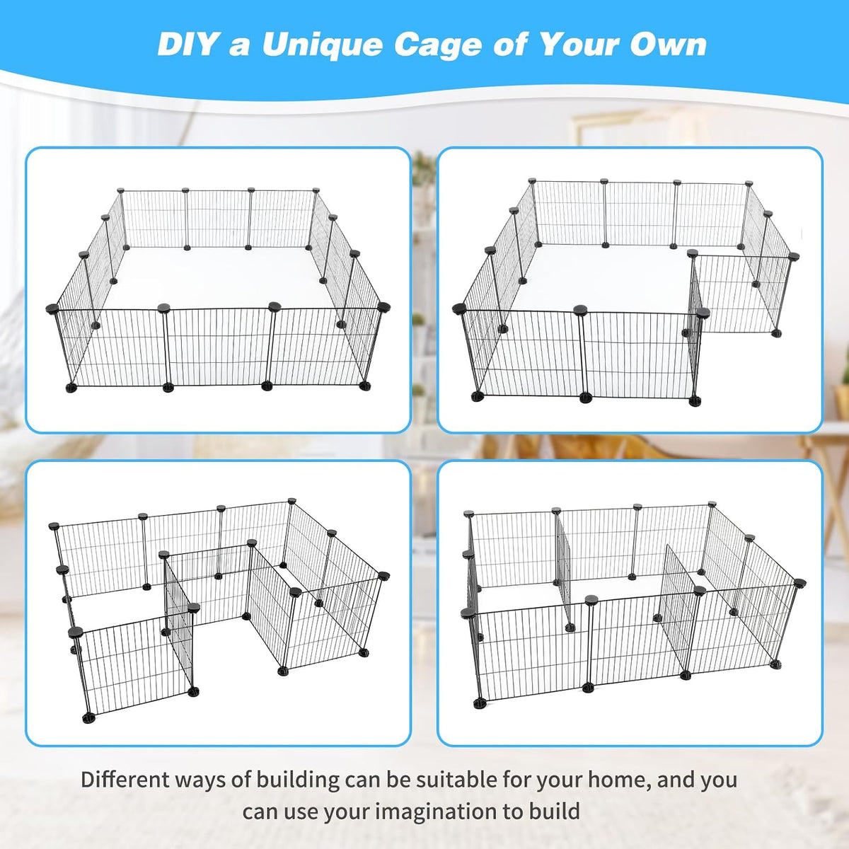 C&C Cage for Guinea Pigs, Guinea Pig Playpen with Mat, 12 Panels