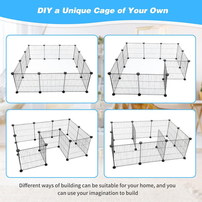 C&C Cage for Guinea Pigs, Guinea Pig Playpen with Mat, 12 Panels
