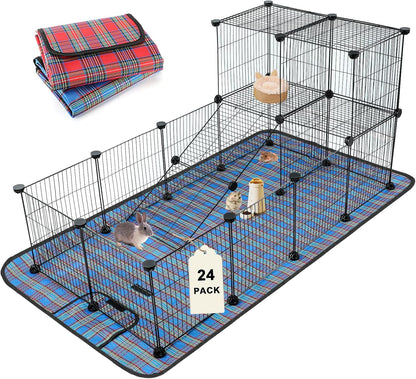 C&C Cage for Guinea Pigs, Guinea Pig Playpen with Mat, 12 Panels