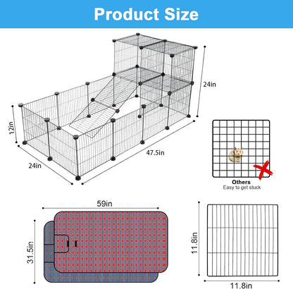 C&C Cage for Guinea Pigs, Guinea Pig Playpen with Mat, 12 Panels