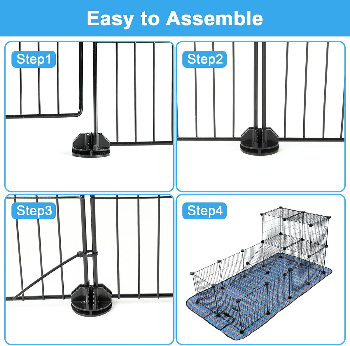 C&C Cage for Guinea Pigs, Guinea Pig Playpen with Mat, 12 Panels