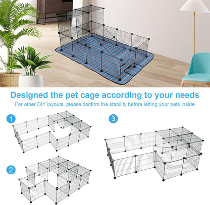 C&C Cage for Guinea Pigs, Guinea Pig Playpen with Mat, 12 Panels