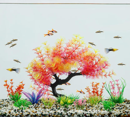 Fish Tank Decorations, 15 Pack Artificial Aquarium Plants Tree Set for Fish Tank Decor (Bule Set)