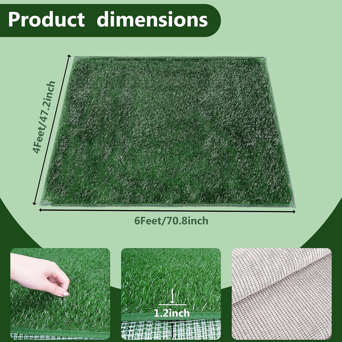 6x4FT Dog Pee Grass, Artificial Grass Mat with Drainage Holes