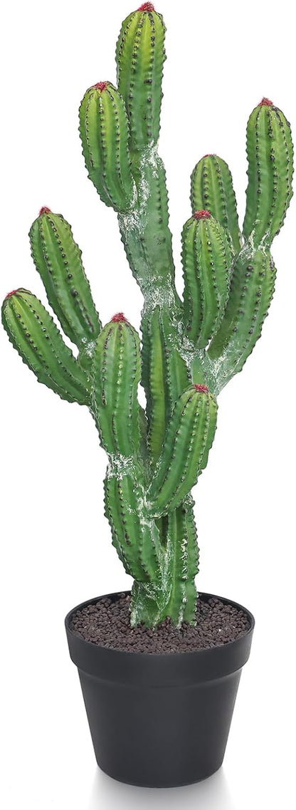 30inch Fake Cactus with Red Flowers, Faux Desert Cacti Fake Cactus Plant, Lagre Artificial Succulents Plants for Indoor and Outdoor Home Office Decor
