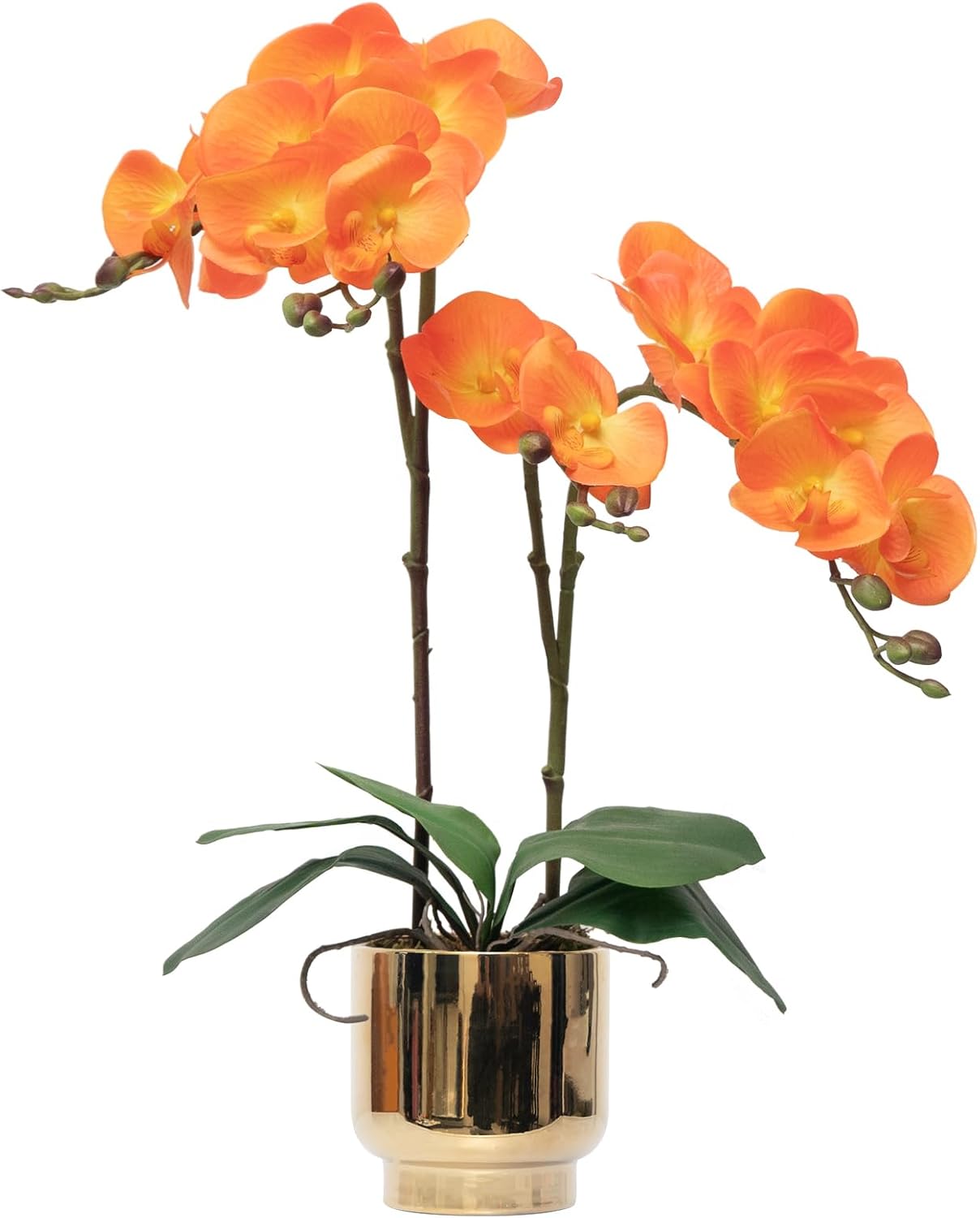 Orchids Artificial Flowers Real Touch Fake Flowers in Ceramic Pot 20" White Faux Orchid Plant Lifelike Silk Phalaenopsis for Centerpiece Hotel Home Indoor Decor