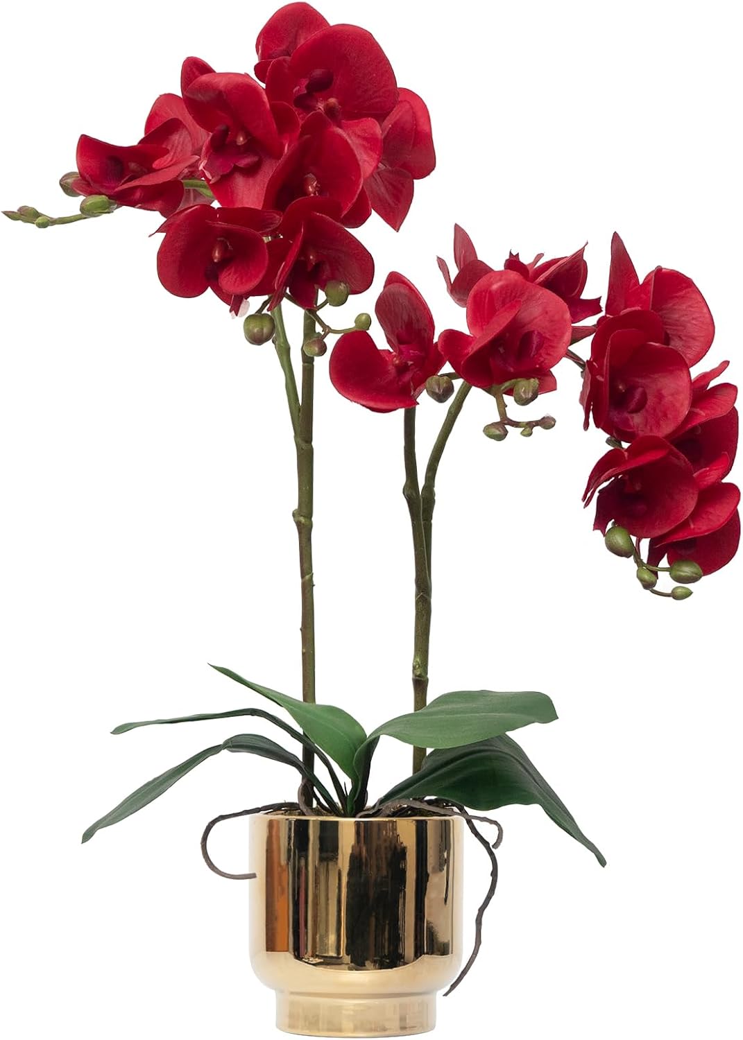 Orchids Artificial Flowers Real Touch Fake Flowers in Ceramic Pot 20" White Faux Orchid Plant Lifelike Silk Phalaenopsis for Centerpiece Hotel Home Indoor Decor