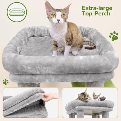 Cactus Cat Tower for Indoor Cats, Heavy Duty Cat Trees for Large Cats Adult Big Cats Maine Coon Cat Tree Tower with Scratching Post, Extra Large Top Perch, Cat Condos, F61, Green, 61inch