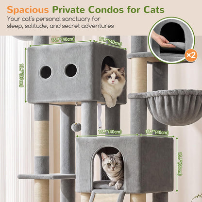 Cactus Cat Tower for Indoor Cats, Heavy Duty Cat Trees for Large Cats Adult Big Cats Maine Coon Cat Tree Tower with Scratching Post, Extra Large Top Perch, Cat Condos, F61, Green, 61inch