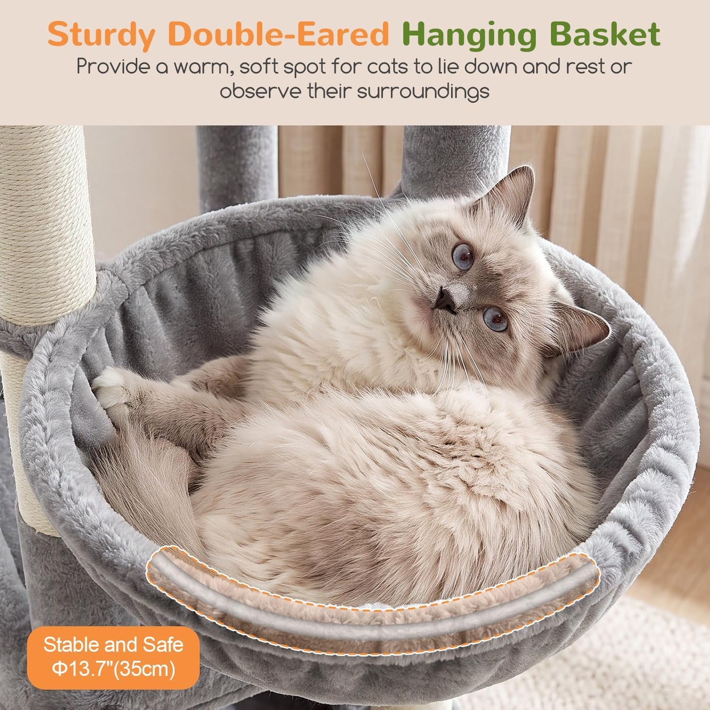 Cactus Cat Tower for Indoor Cats, Heavy Duty Cat Trees for Large Cats Adult Big Cats Maine Coon Cat Tree Tower with Scratching Post, Extra Large Top Perch, Cat Condos, F61, Green, 61inch