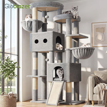 Cactus Cat Tower for Indoor Cats, Heavy Duty Cat Trees for Large Cats Adult Big Cats Maine Coon Cat Tree Tower with Scratching Post, Extra Large Top Perch, Cat Condos, F61, Green, 61inch
