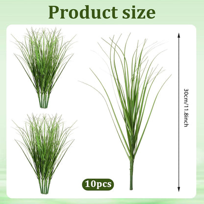 10 PCS Artificial Plants Onion Grass, Faux Shrubs Wheat Grass Greenery Stems Onion Grass-Greenery Faux Greenery Stems for Home Decor, Fake Tall Grass-Plant for House Home Indoor Outdoor Office Room