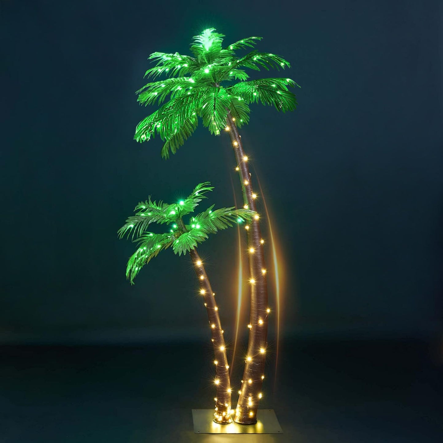 Gorgeous Artificial Lighted Solar Palm Tree 4FT&6FT Office Decor, 184LED for Outside Patio Home Party Garden Nativity