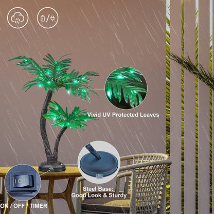 Gorgeous Artificial Lighted Solar Palm Tree 4FT&6FT Office Decor, 184LED for Outside Patio Home Party Garden Nativity