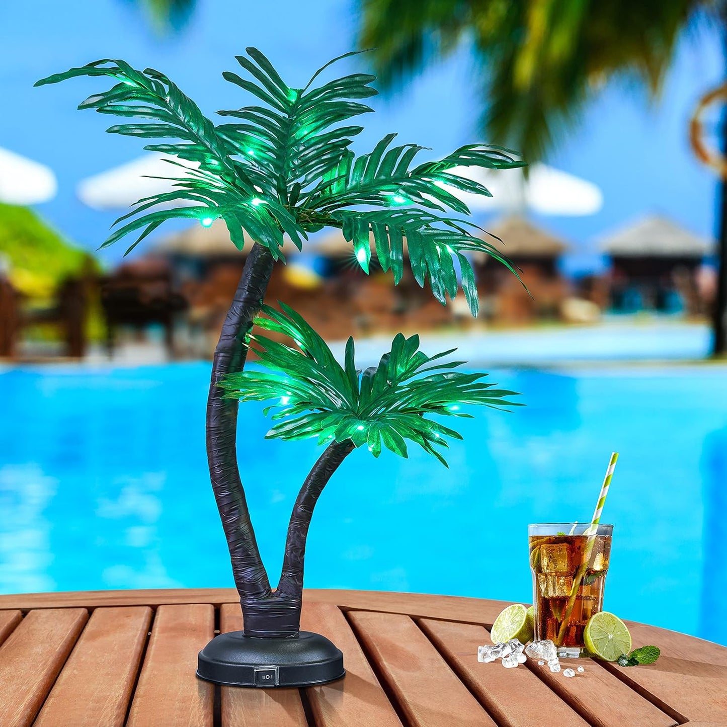 Gorgeous Artificial Lighted Solar Palm Tree 4FT&6FT Office Decor, 184LED for Outside Patio Home Party Garden Nativity