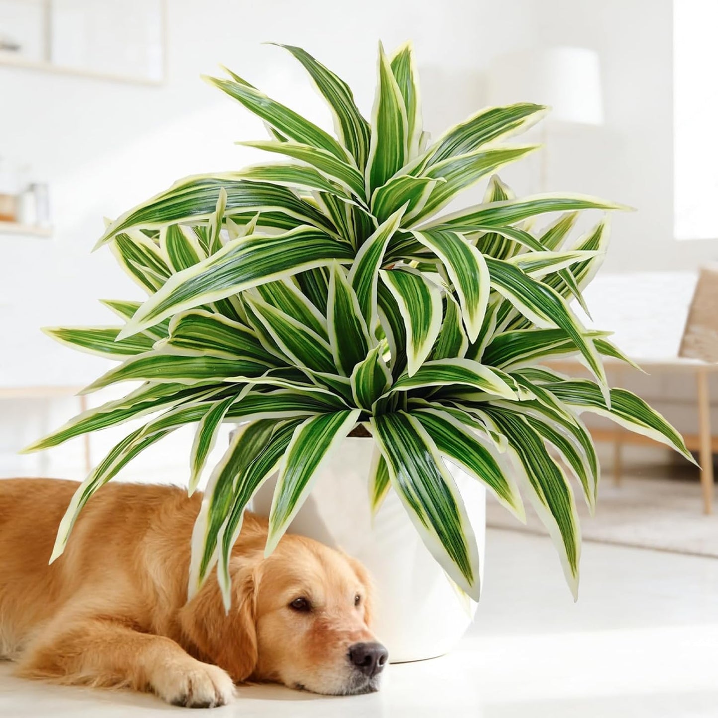 Fake Ferns,Faux Outdoor Plants UV Resistant,3D Real Touch Fake Plants Total 60 Blades,Weatherproof Artificial Plants Outdoor Indoor for Garden Porch Home Office Living Room Decor