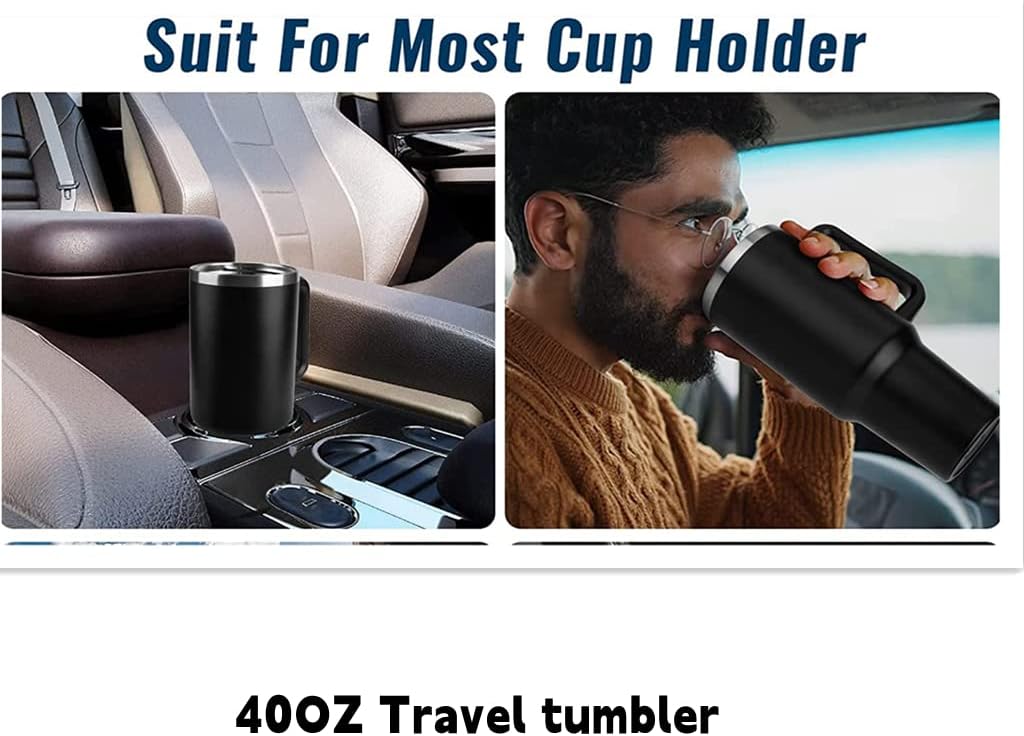 40oz Insulated Travel Mug Tumbler With Handle and Straw,Stainless Steel Double Wall Vacuum Cup Keep Drink Cold and Hot (Yellow)